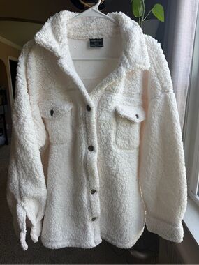 32 Degrees Cream Sherpa Teddy Jacket with Flap Pockets